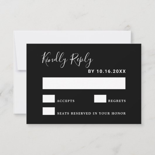 ボタニカルグリーナリークリスマス結婚ホリデーズブラック 出欠カード (裏面)