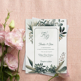 ボタニカルグリーナリーセージグリーン結婚式招待状 インビテーションポストカード