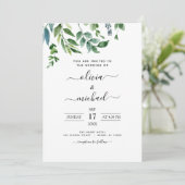 ボタニカルグリーナリーフォト春ロマン結婚ティック 招待状 (スタンド正面)