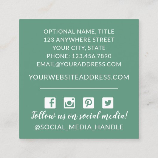 ボタニカルグリーナリーユーカリ素朴&ウッドエコ スクエア名刺 (裏面)