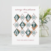 ボタニカルグリーモダンメリークリスマスホリデーカード シーズンカード (スタンド正面)