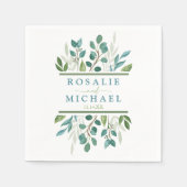 ボタニカルグリーンのウェディングレセプション スタンダードカクテルナプキン (正面)