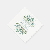 ボタニカルグリーンのウェディングレセプション スタンダードカクテルナプキン (角)