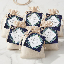 ボタニカルグリーンのユーカリ ブライダルシャワー フェイバータグ