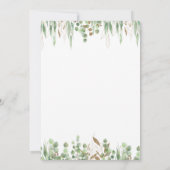 ボタニカルグリーンの水彩ゴールドウェディング 招待状 (裏面)