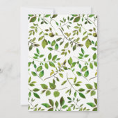 ボタニカルグリーンの水彩画 ブライダルシャワー 招待状 (裏面)