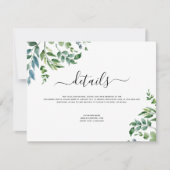 ボタニカルグリーンの葉 水彩 結婚式 招待状 (正面)