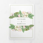 ボタニカルグリーンアップルオーチャードQRコード結婚ズ 三つ折り招待状 (カバー)