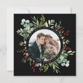 ボタニカルグリーンクリスマスフォトススクウェア シーズンカード (正面)