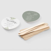 ボタニカルグリーンスクリプト結婚式プログラム ハンドファン (組立なし)