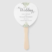 ボタニカルグリーンスクリプト結婚式プログラム ハンドファン (正面)