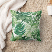 ボタニカルグリーントロピカルモンステラ葉 クッション (ブランケット)