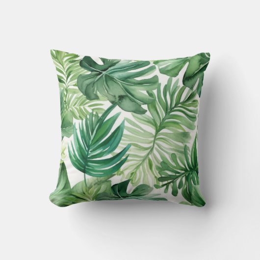 ボタニカルグリーントロピカルモンステラ葉 クッション (正面)