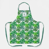ボタニカルグリーンパーム葉ズモノグラム エプロン (正面)