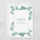 ボタニカルグリーンビンテージクリスマスフォト シーズンカード (裏面)