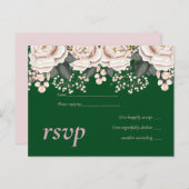 ボタニカルグリーンピンク結婚フローラ予算 インビテーションポストカード (正面/裏面)