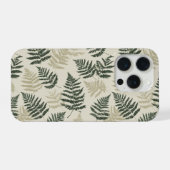 ボタニカルグリーンフェルンベージュフラワーパターン iPhoneケース (裏面横)