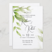ボタニカルグリーンフラット結婚式招待状 招待状 (正面/裏面)