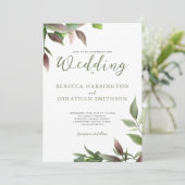 ボタニカルグリーンブルガンディフォト結婚式招待状 (スタンド正面)