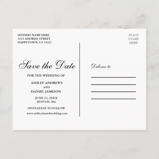 ボタニカルグリーンブルゴーニュフローラ日付金ゴールドを保存 案内ポストカード (裏面)