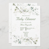 ボタニカルグリーンベビーシャワー招待状 招待状 (正面/裏面)
