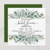 ボタニカルグリーンリーウォーターブライダルシャワー 招待状 (正面/裏面)