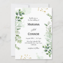 ボタニカルグリーンリーウォーター結婚式招待状