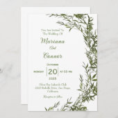 ボタニカルグリーンリーウォーター結婚式招待状 招待状 (正面/裏面)