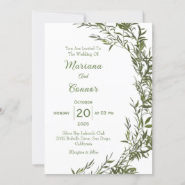 ボタニカルグリーンリーウォーター結婚式招待状 招待状
