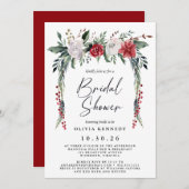 ボタニカルグリーンリークリスマスブライダルシャワー 招待状 (正面/裏面)