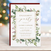 ボタニカルグリーンリークリスマス婚約パーティ 招待状