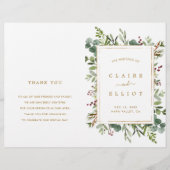 ボタニカルグリーンリークリスマス金ゴールド結婚式 プログラム (正面)