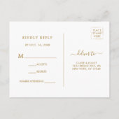 ボタニカルグリーンリークリスマス金ゴールド結婚式RSVP インビテーションポストカード (裏面)