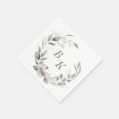 ボタニカルグリーンリース結婚ズモノグラムナプキン スタンダードカクテルナプキン (角)