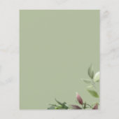 ボタニカルグリーンリーフバジェット結婚式招待状 (裏面)