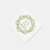 ボタニカルグリーンリーフリース誕生日 スタンダードカクテルナプキン (角)