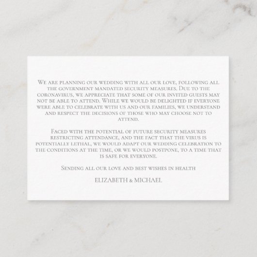 ボタニカルグリーンリーフローラコロナウイルス詳細 エンクロージャーカード (裏面)