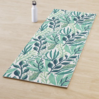 ボタニカルグリーンリーフ植物モダン ヨガマット