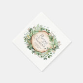 ボタニカルグリーンリーメリークリスマスホリデーパーティー スタンダードカクテルナプキン (角)