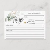 ボタニカルグリーンリーリーフブライダルシャワーレシピ エンクロージャーカード (正面)