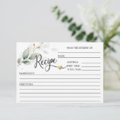 ボタニカルグリーンリーリーフブライダルシャワーレシピ エンクロージャーカード (スタンド正面)