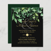 ボタニカルグリーンリーリーリーフ結婚式招待状予算 (正面/裏面)