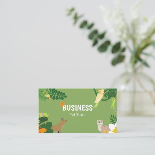 ボタニカルグリーン熱帯離れペットストア 名刺 (スタンド正面)