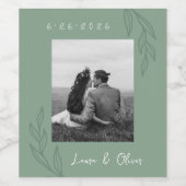 ボタニカルグリーン結婚のフォトワインラベル ワインラベル (シングルラベル)