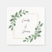 ボタニカルグリーン結婚リー紙ナプキン スタンダードカクテルナプキン (正面)