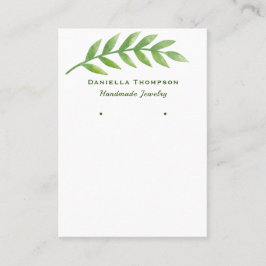 ボタニカルグリーン葉ジュエリーイヤリングディスプレイ 名刺