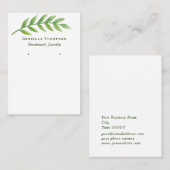 ボタニカルグリーン葉ジュエリーイヤリングディスプレイ 名刺 (正面/裏面)