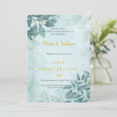 ボタニカルグリーン葉ミニマル結婚式招待状 招待状 (スタンド正面)