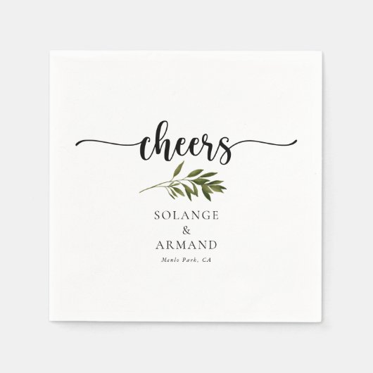 ボタニカルグリーン葉結婚応援ナプキン スタンダードカクテルナプキン (正面)
