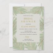 ボタニカルグリーン金ゴールドモダンブライダルシャワー 招待状 (正面)